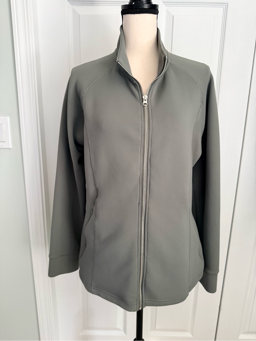 32 Degrees Heat Womens Scuba Jacket Size Large Gray Full Zip Pocket Softshell L